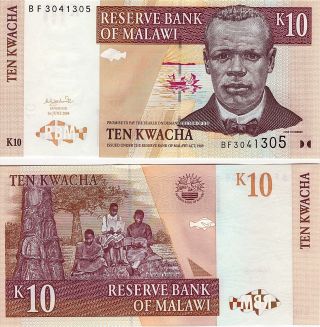 Malawi 10 Kwacha 2004 P - 43c,  Unc Banknote Africa photo