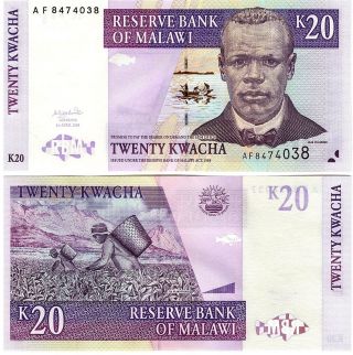 Malawi 20 Kwacha 2004 P - 44b,  Unc Banknote Africa photo