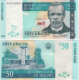 Malawi 50 Kwacha 2011 P - 53,  Unc Banknote Africa photo