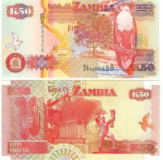 Zambia 50 Kwacha P - 37d,  2003 Unc Banknote Africa photo
