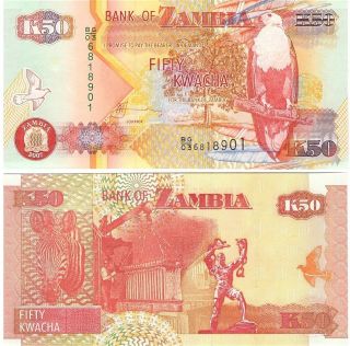 Zambia 50 Kwacha P - 37f,  2007 Unc Banknote Africa photo