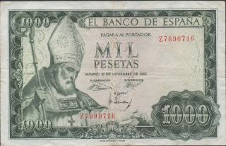 Spain,  1000 Pesetas,  19.  11.  1965 / 1971,  P 151,  Prefix Z photo