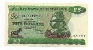 Zimbabwe 5 Dollars 1983 Pick 2 C Unc photo