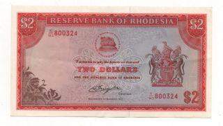 Rhodesia 2 Dollars August 1977 Pick 31 B Look Scans photo