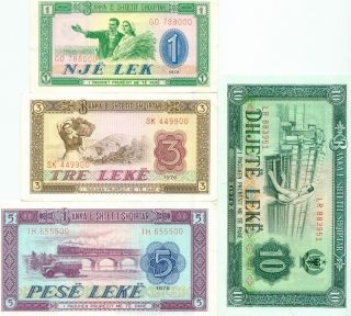 Banknote Albania 1976 Unc 1 Lek 3 Leke 5 Leke 10 Leke Made In China photo