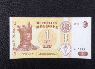 Moldova Unc 1 Leu 2010 Banknote World Currency Paper Money photo