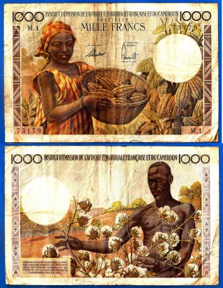 French Equatorial Africa 1000 Francs 1957 Emission France Equatoriale Cameroun photo