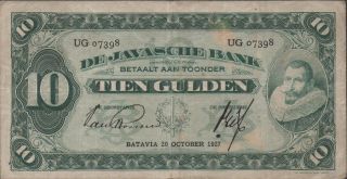 Netherlands Indies,  10 Guilden,  20.  10.  1927,  P 70a,  Prefix Ug photo