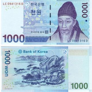 South Korea 1000 Won 2007 P - 54,  Unc Banknote Asia photo