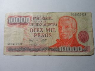 Old Argentina Paper Money Currency - 306 1976 - 83 10,  000 Pesos - Well Circulated photo