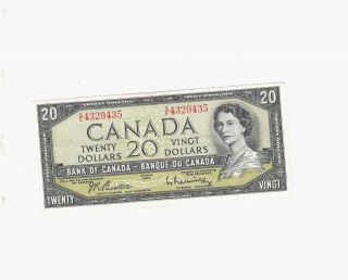 1 - 1954 $20.  00 Bill Aunc - Canadian Bank Note Company photo
