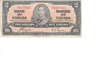 1 - 1937 $2.  00 Note,  Fine+,  British American Bank Note Company photo