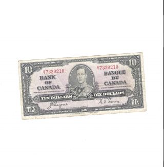 1 - 1937 $10.  00 Bill Fine+ British American Bank Note Company photo