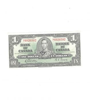 1 - 1937 $1.  00 Note,  Au+ Canadian Bank Note Company photo