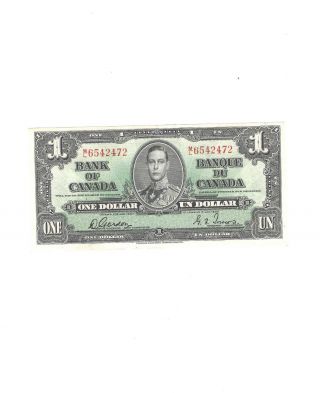 1 - 1937 $1.  00 Note,  Au+ Canadian Bank Note Company photo