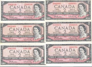 6 - 1954$ 2.  00 Bills British American Bank Note Company,  Vf Canadian Paper Money photo