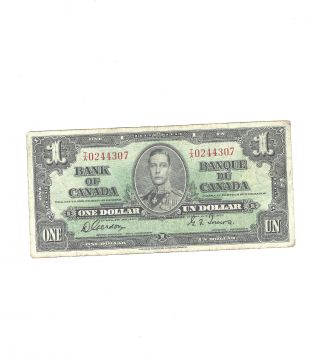 1 - 1937 $1.  00 Note,  Vf+ Canadian Bank Note Company photo