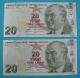 Ac - Turkey 9th Emission 20 Tl Prefixes A & B Different Signatures Uncirculated Europe photo 1