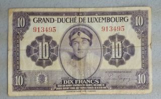 Luxembourg: 1940s Dix (10) Francs,  And Cinq (5) Francs,  World War Ii photo