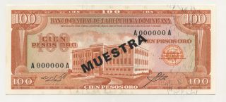Dominican Republic 100 Pesos Nd 1964 - 74 Pick 104.  S Unc Muestra photo