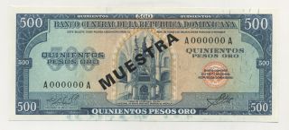 Dominican Republic 500 Pesos Nd 1964 - 74 Pick 105.  S Unc Muestra photo