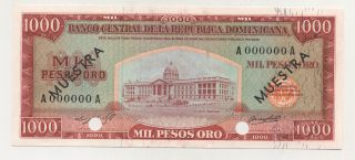 Dominican Republic 1000 Pesos Nd 1964 - 74 Pick 106.  S Unc Muestra photo