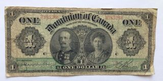 1911 $1 One Dollar Dominion Of Canada Canadian Rare Green Line Lord & Lady photo
