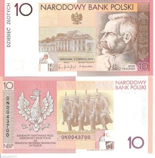 Poland 10 Zlotych W/holder Banknote World Unc Money Currency Europe Bill Note 90 photo