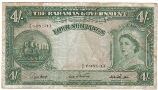 Bahamas 4 Shillings 1953 Pick 13 Look Scans photo
