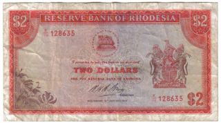 Rhodesia 2 Dollars 10 January 1974 Look Scans photo