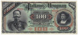 Uruguay Banco Italian 100 Pesos 1882 Pick S214 Au photo