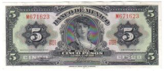 Mexico 5 Pesos 1969 Pick 60 I Xf/au Look Scans photo
