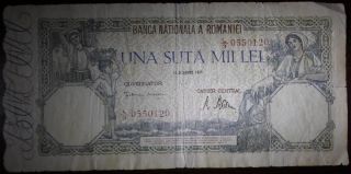 100000 Lei 20 December 1945 Una Suta Mii Lei Romania Paper Money Banknote photo