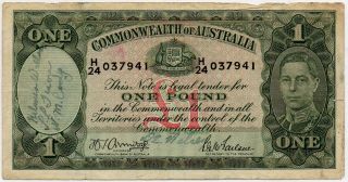 Australia 1 Pound Nd (1942) P 26b Vg+ photo