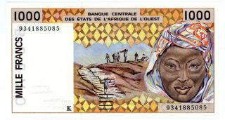West African States P - 711kc 1000 Francs (19) 93. . . . .  Unc photo