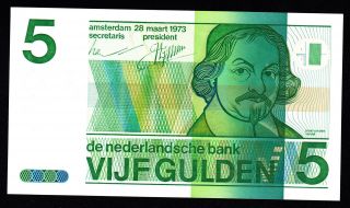 Netherlands 5 Gulden 1973 (1) Pick 95 Unc -. photo