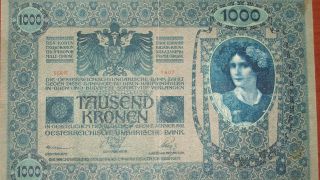 1902 Austrian 1000 Kronen,  Tausend Circulated photo