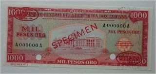 § Dominican Republic: Banco Central,  Specimen Note 1000 Pesos Oro Nd (1964 - 74) photo