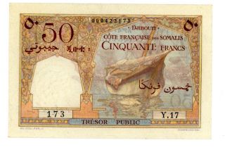 French Somaliland P - 25 50 Francs No Date (1952). . . . .  Unc photo