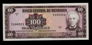 Nicaragua 100 Cordobas D.  1979 7 Digits Serial Pick 132 Unc. photo