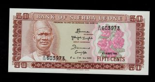Sierra Leone 50 Cents 1984 D/14 Pick 4e Unc. photo