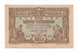 Portugal 20 Centavos 1922 Pick 100 Look Scans photo