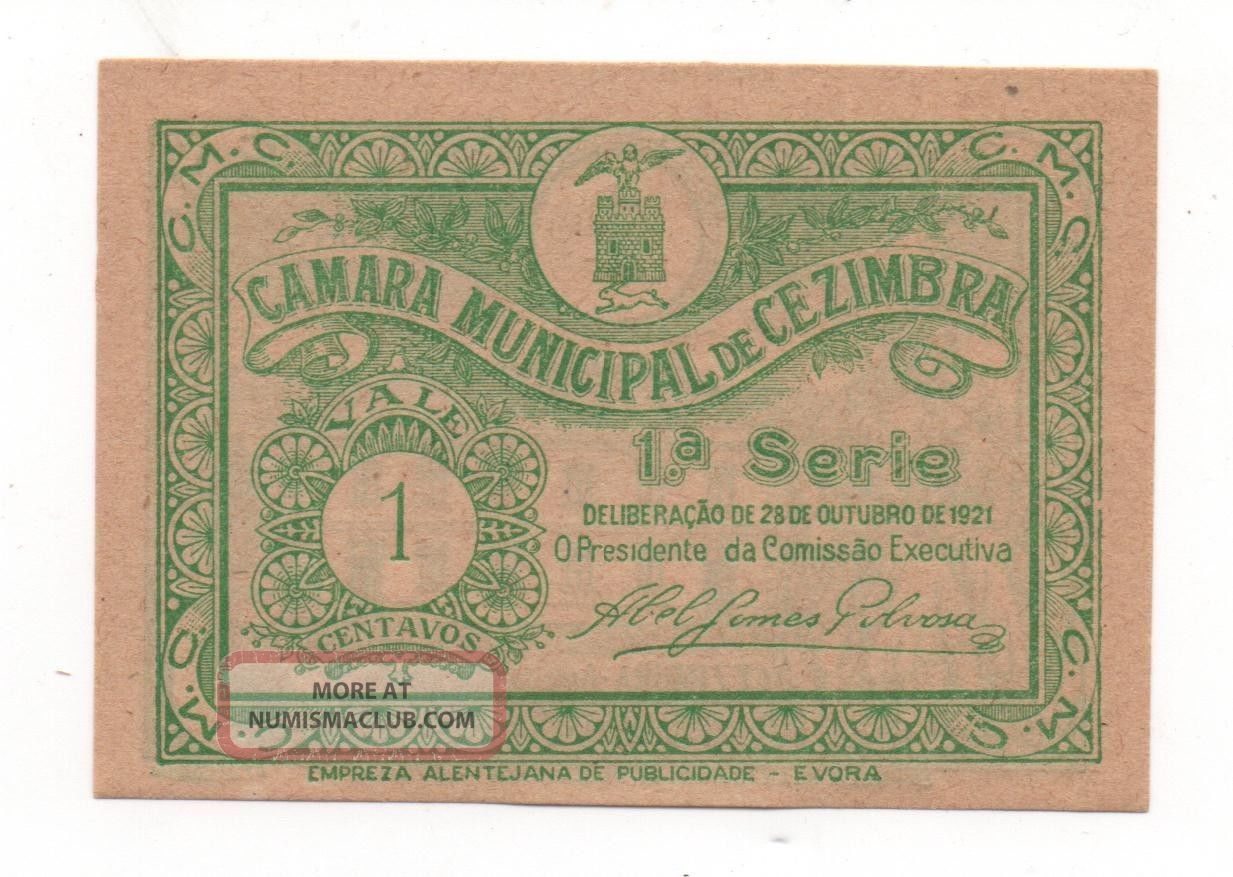 Portugal Notgeld Emergency Money Cezimbra Sesimbra 1 Centavos 1921 Europe photo