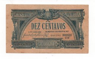 Portugal 10 Centavos 1917 Pick 94 Look Scans photo