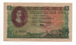South Africa 5 Pounds 1957 Pick 97 C Look Scans photo