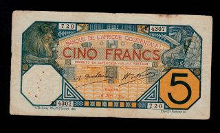 French West Africa 5 Francs 1929 Pick 5be F - Vf. photo