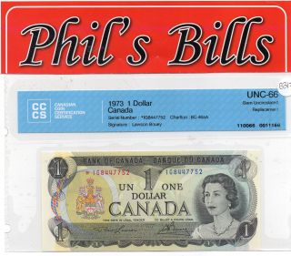 1973 $1 Bank Of Canada Unc - 66 Replacement S : Ig8447752 Bc - 46aa Law/bou B317 photo