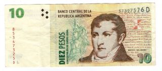 Argentina Fake Note 2001 10 Pesos Convertibles Series D As Pick 348 photo