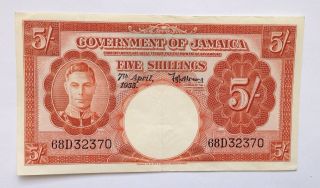 Xf Jamaica - 5 Shillings 1955 - King George Vi - Scarce Banknote photo