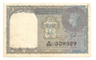 1 One Re Rupee British India { C.  J.  Jones } 1940 Kgvi Banknote Kg Vi Rs 1 photo